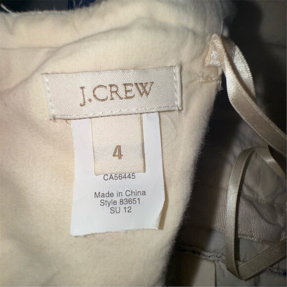 J.Crew Embroidered Womens Size 2/4 Ivory Navy Strapless Dress Coastal Preppy - Picture 9 of 14